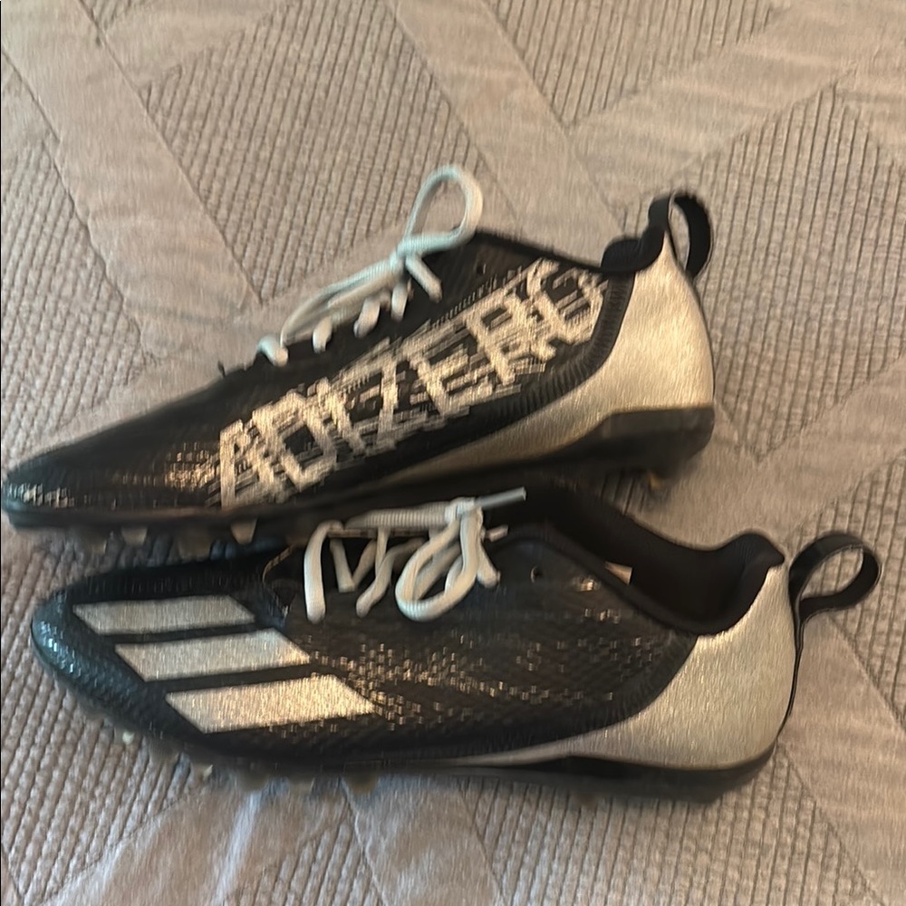 Black and Silver Adidas Adizero Football Cleats - Metallic Accent